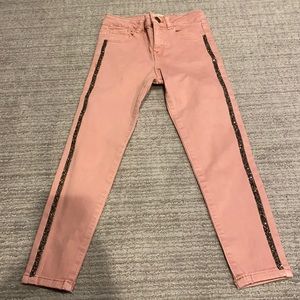 Zara Kids Pink Denim Pants with sparkly stripes
